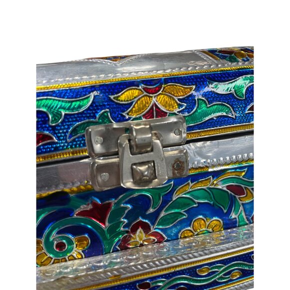 Vintage Indian Handcrafted Silver foil carriage trinket jewelry box SKU 9145 - Picture 7 of 11